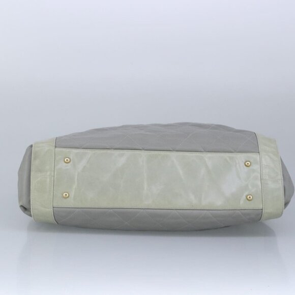 CHANEL Chain Shoulder Bag Leather 2way Gray Gold CC Auth 96778 - Picture 6 of 16